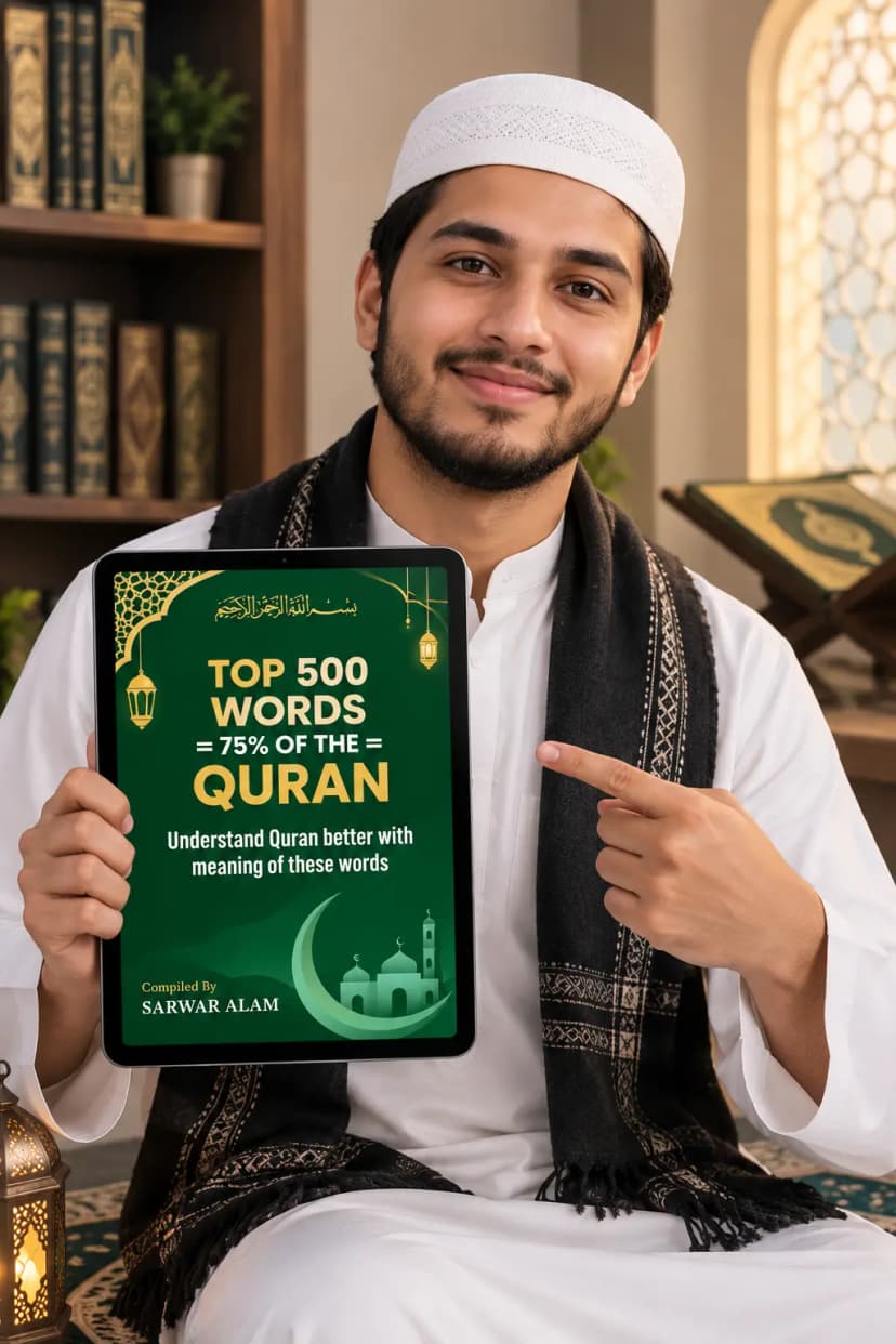 Top 500 words in the Quran PDF – ebook preview with Urdu, Hindi and English meanings